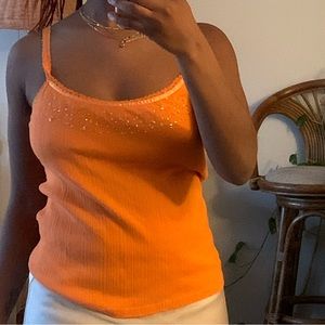 Y2K orange beaded tank top